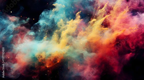 multicolored smoke spewing in the dark © Oliver