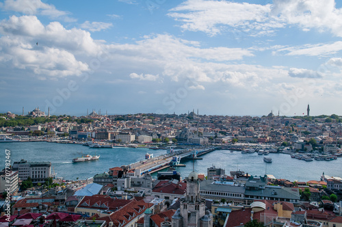 Istanbul view. Sultan Ahmet, Galata Bridge, Golden Horn.