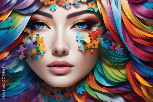 Colorful Face various pieces of a jigsaw puzzle © Dhanuja