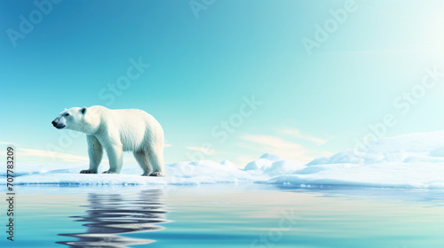 Polar Bear on Melting Ice Floe in Arctic © Polypicsell