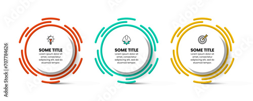 Infographic template. 3 abstract circles with text photo