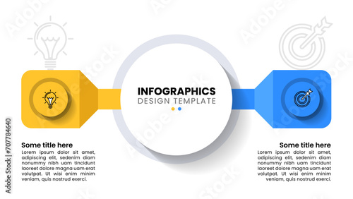 Infographic template. 2 options with icons and text photo