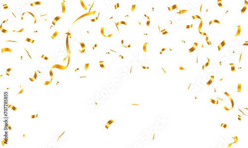 Vector illustration of golden confetti for a fun party background. Birthday confetti flying for party banner. celebration confetti background