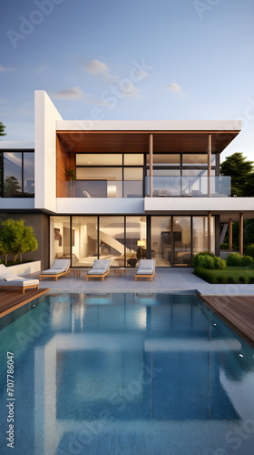 Luxury modern home with backyard swimming pool  © Michele