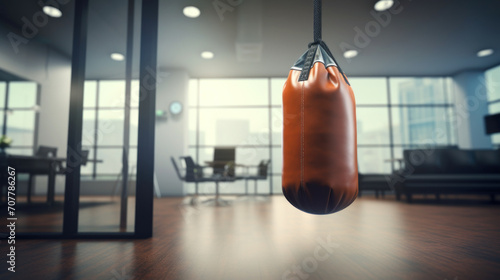 Leather Punching Bag in Modern Office Space © Polypicsell