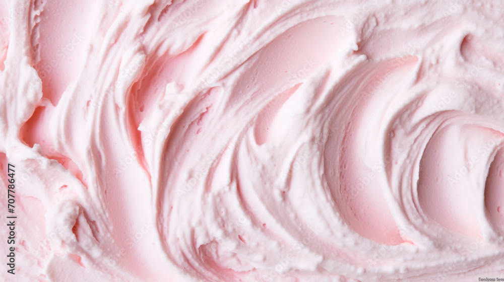 Close-up of ice cream texture. Top view of frozen pink gelato surface. Food background. Generative AI Close-up of ice cream texture. Top view of frozen pink gelato surface. Food background. Generative AI