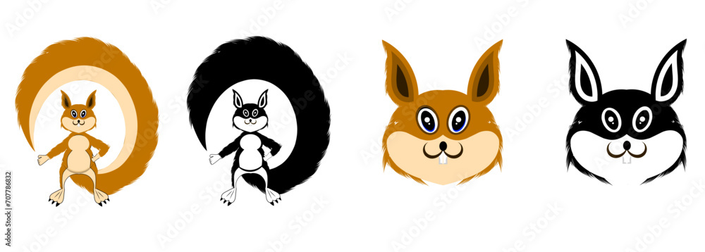 Εκτύπωση καμβά Set of Cartoon squirrel
