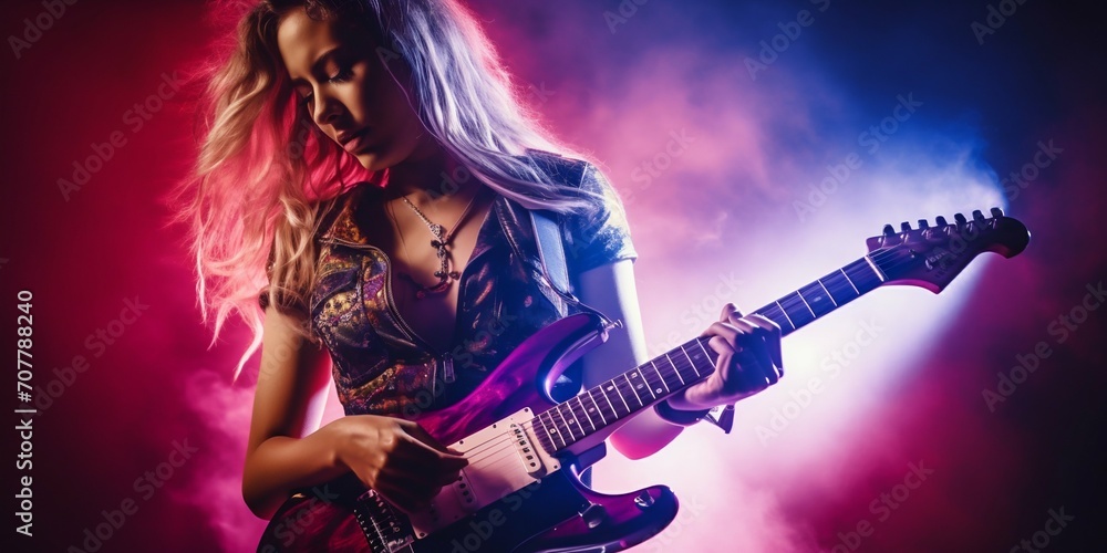 Rockstar Guitarist Performing on Stage. Generative ai