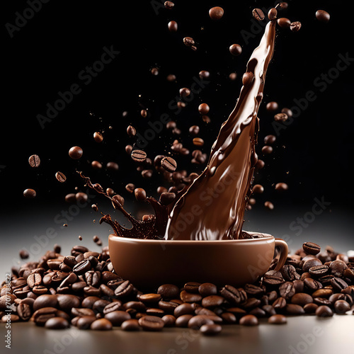 splash of coffee in a chocolate cup