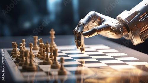 Robotic Hand Making a Chess Move. Generative ai