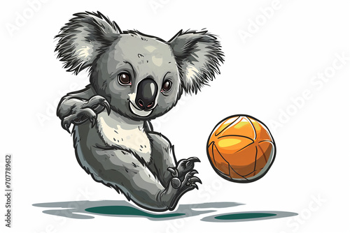 Cartoon Koala playing ball photo