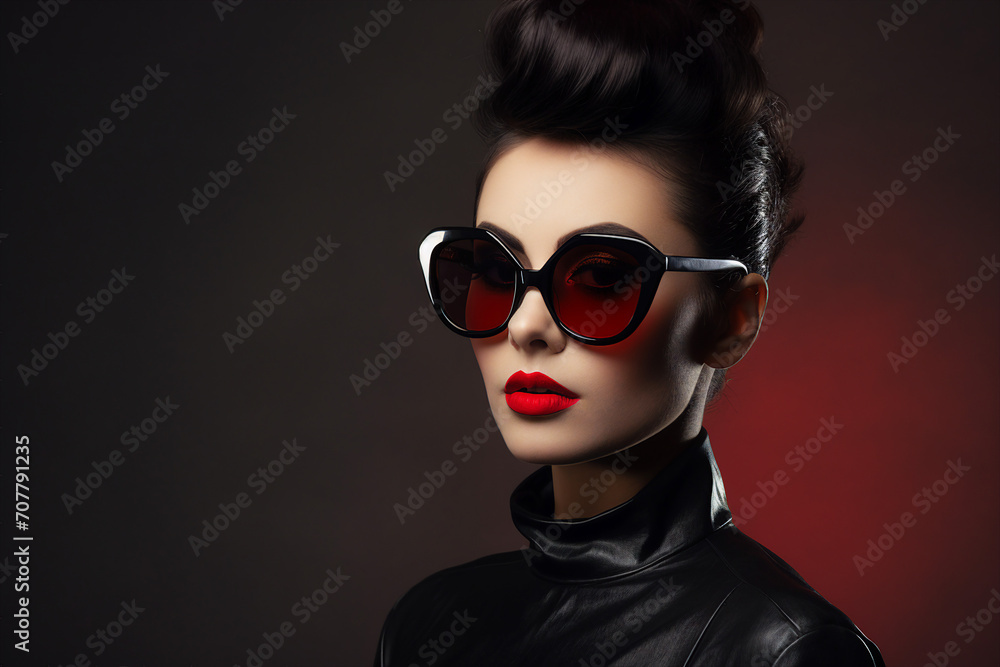 Generative AI illustration of young girl female guy man model posing in stylish trendy shiny outfit Generative AI illustration of young girl female guy man model posing in stylish trendy shiny outfit