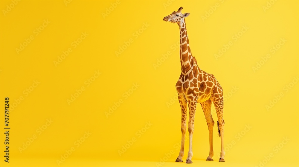 A cute Giraffe stands on a simple background.