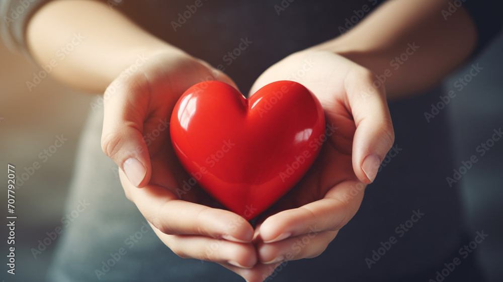 Hands holding red heart shape
