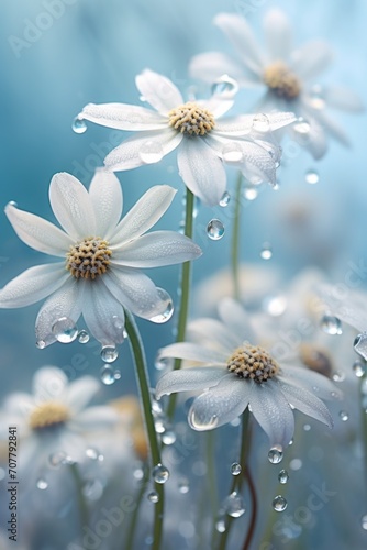 Spring flowers with dew drops