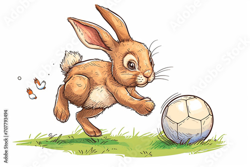 cartoon bunny playing ball