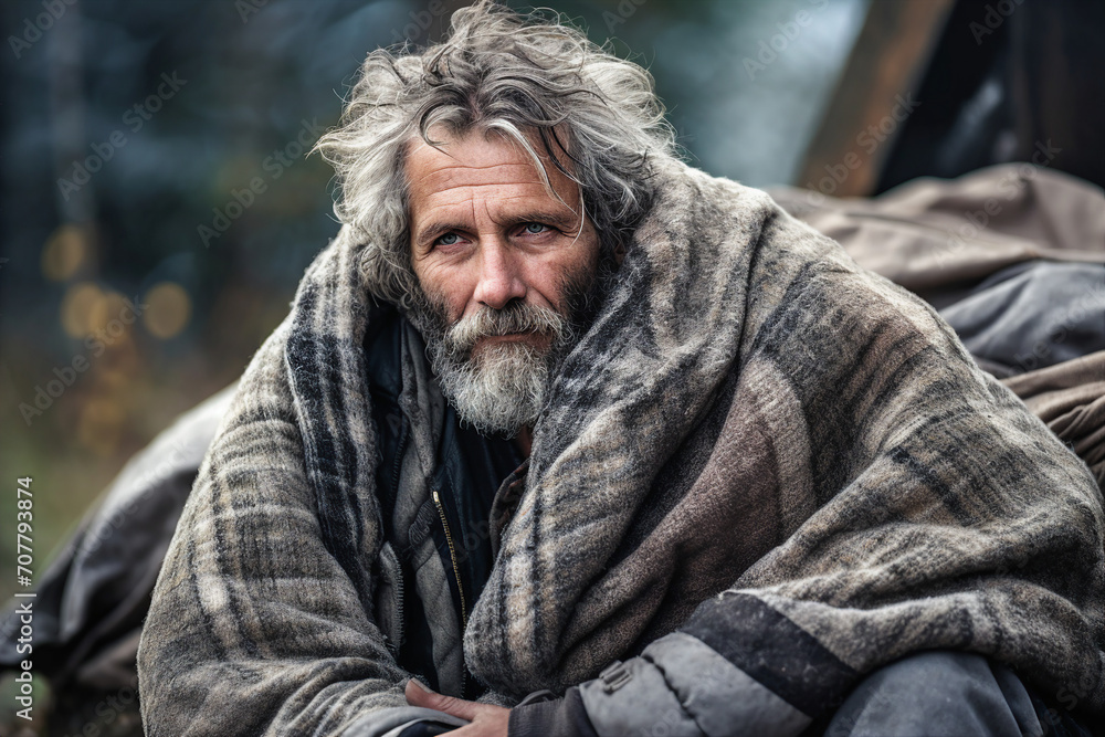 Generative AI picture of desperate homeless person man woman child poor helpless in the street Generative AI picture of desperate homeless person man woman child poor helpless in the street