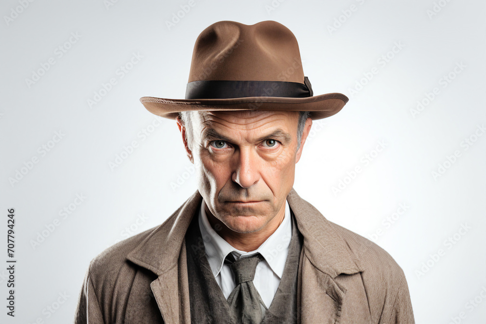 Old fashioned detective or mafia man woman in retro style hat Generative AI picture portrait Old fashioned detective or mafia man woman in retro style hat Generative AI picture portrait