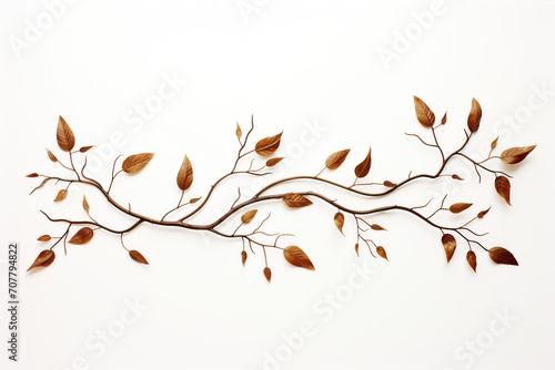 decorative twig with leaves on white background