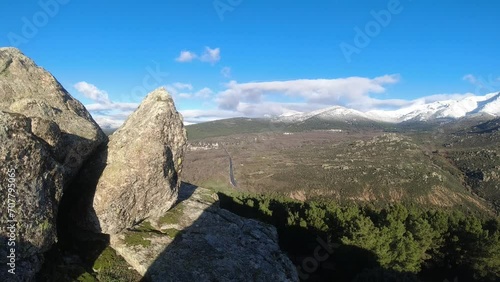 timelapse from the Sierra de Guadarrama mountains near Madrid in Spain in winter photo