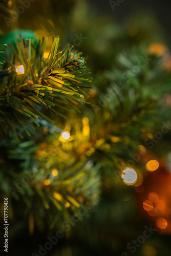 christmas lights in a christmas tree
