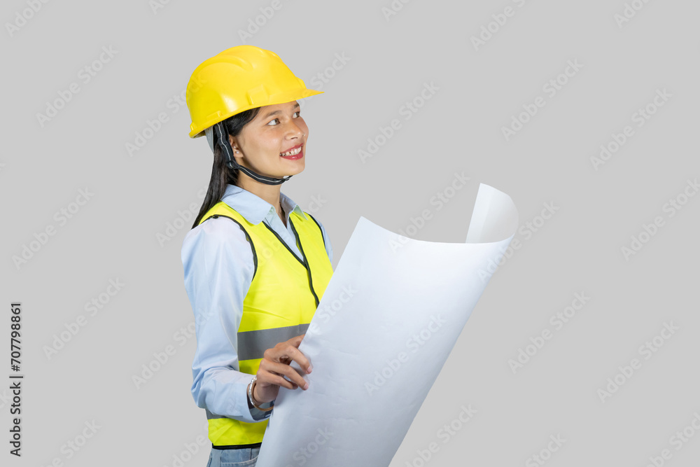 Indian Nepalese Asian Construction Engineer with chartboard and notebook gives expressions, gestures Indian Nepalese Asian Construction Engineer with chartboard and notebook gives expressions, gestures