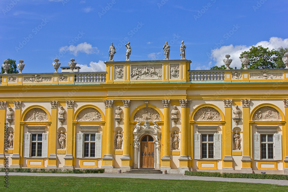 Baroque 17th century Wilanow Palace in Warsaw, Poland