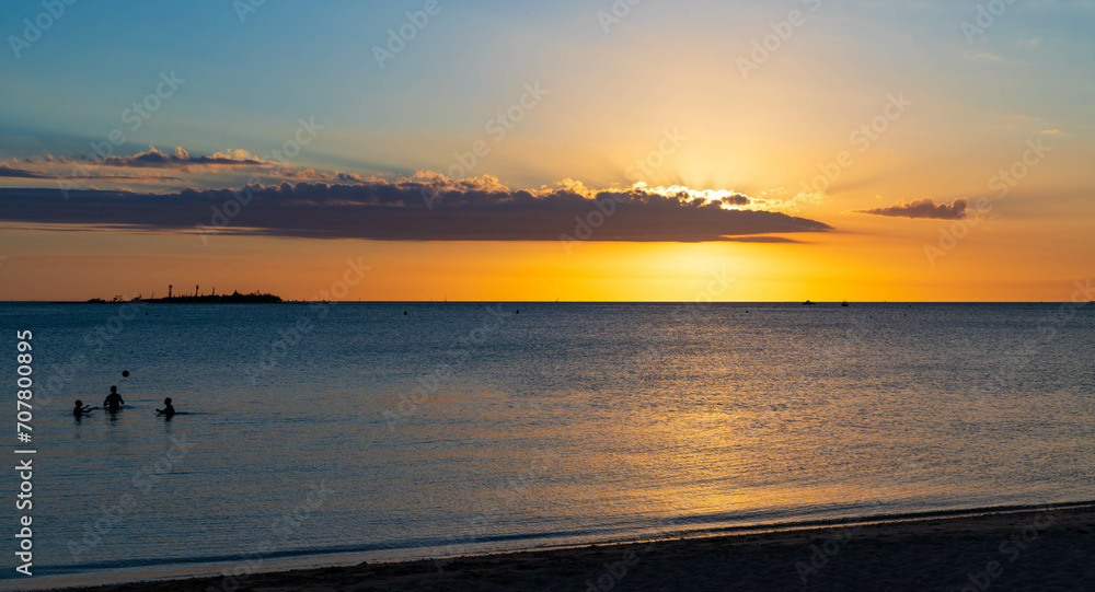 Sunset over Anse Vata Beach, Noumea, New Caledonia