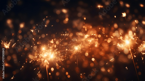 Close-up of bright bruning sparklers in the night
 photo