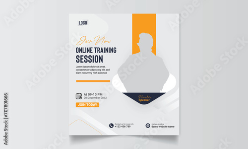 Online training session Social media post or web banner vector template