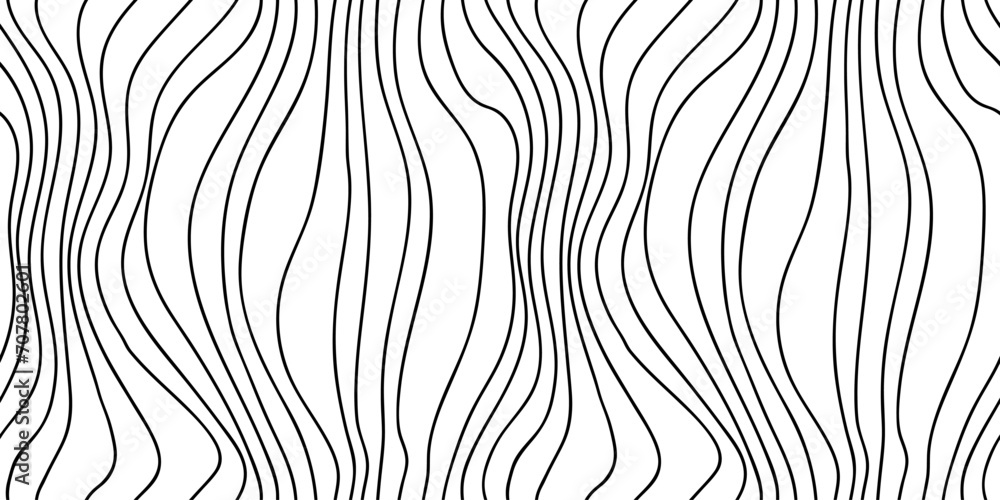 Vector seamless black and white irregular hand drawing lines vector seamless pattern background. Geometric striped ornament wood grain modern monochrome linear stylish  - obrazy, fototapety, plakaty 