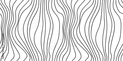 Vector seamless black and white irregular hand drawing lines vector seamless pattern background. Geometric striped ornament wood grain modern monochrome linear stylish  photo