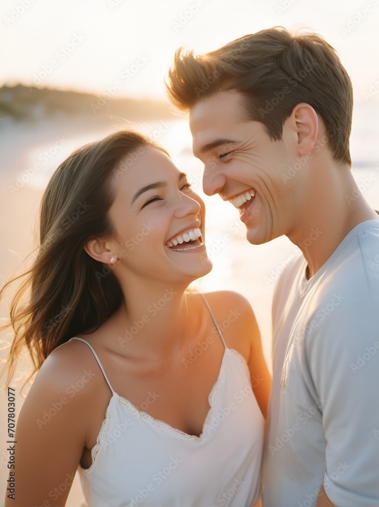 Happy couple, love and hug laughing in joyful happiness for bonding time together in the outdoors. Happy couple, love and hug laughing in joyful happiness for bonding time together in the outdoors.