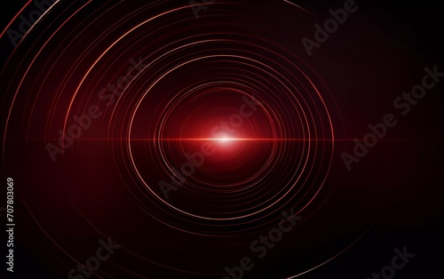 Abstract shining circle lines on dark red background. Geometric striped art design. generative ai