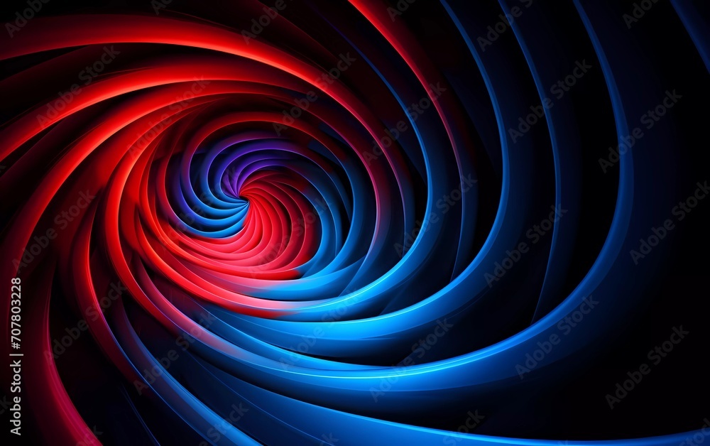 Spiral abstract illusion graphic design art with geometric shapes of blue and red neon lines. generative ai Spiral abstract illusion graphic design art with geometric shapes of blue and red neon lines. generative ai