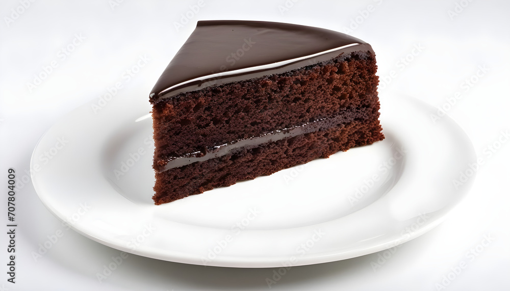 Chocolate cake on plate isolated Chocolate cake on plate isolated