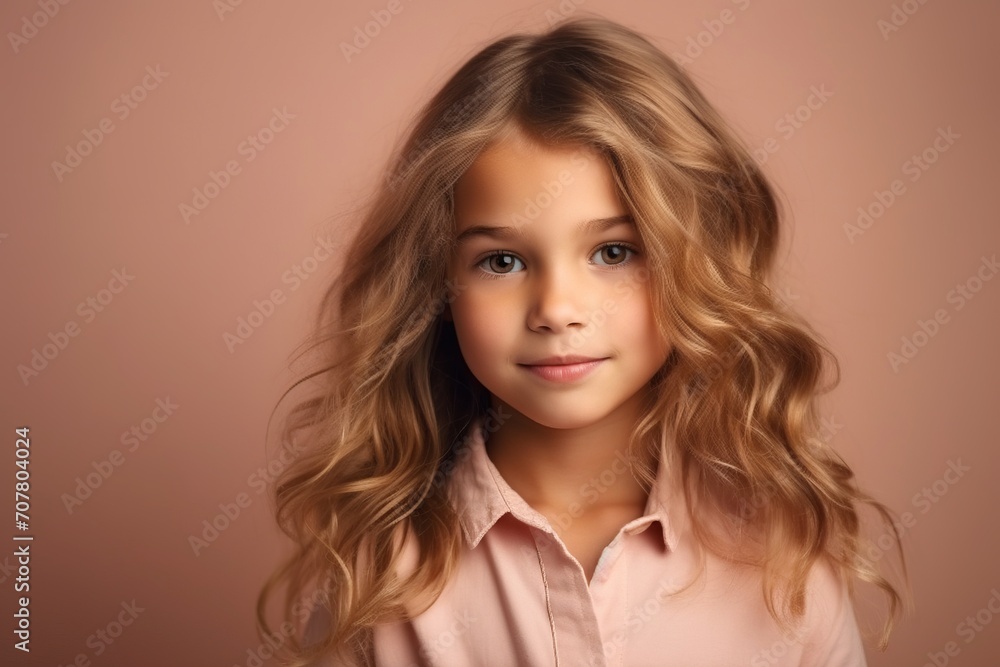 Portrait of a beautiful little girl with long curly hair. Studio shot. Portrait of a beautiful little girl with long curly hair. Studio shot.