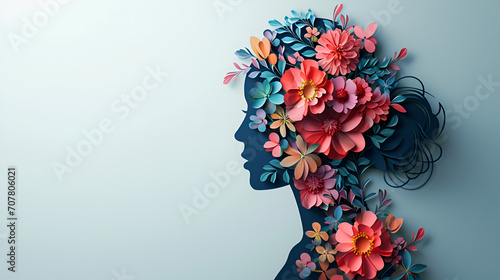Flowers composition. flowers on Isolated background. Valentines day, mothers day, women's day concept. Women's history month celebration background generative ai with colorful pastel flowers in girl,