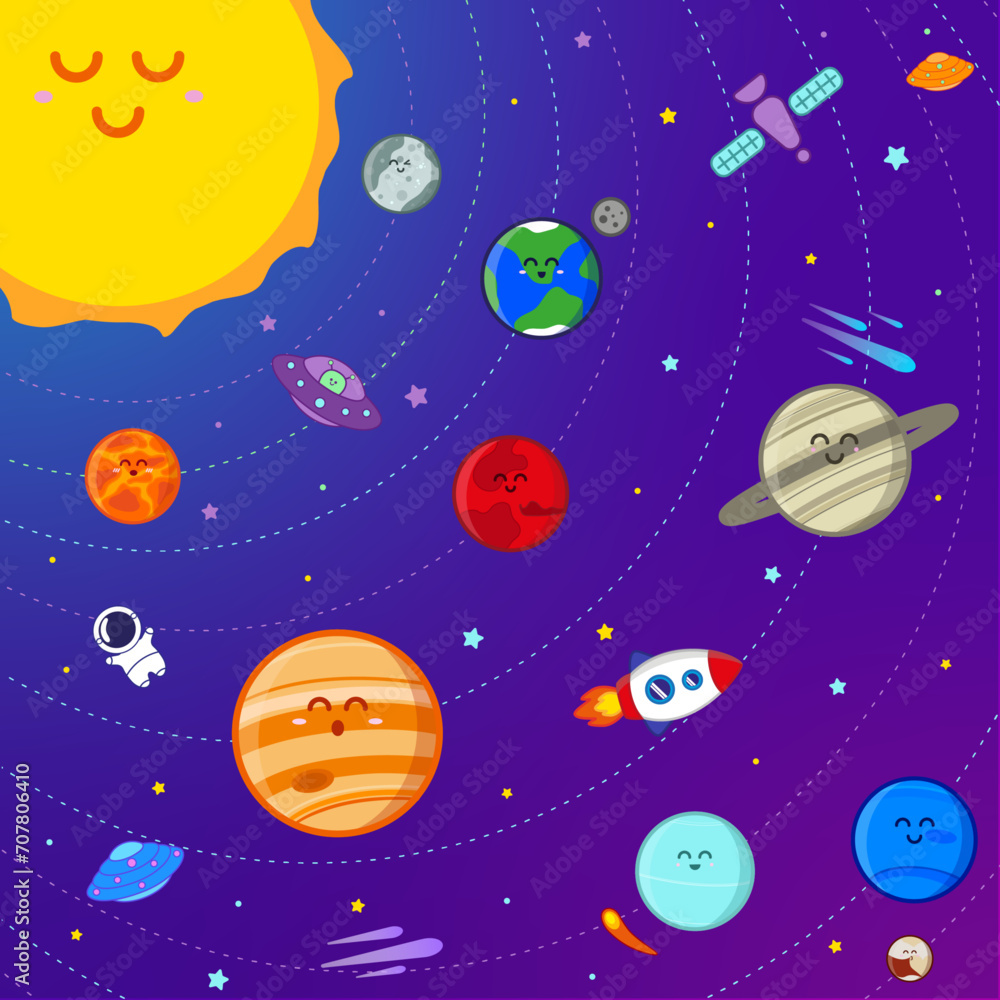 Cute Solar System Poster_model 1 Cute Solar System Poster_model 1