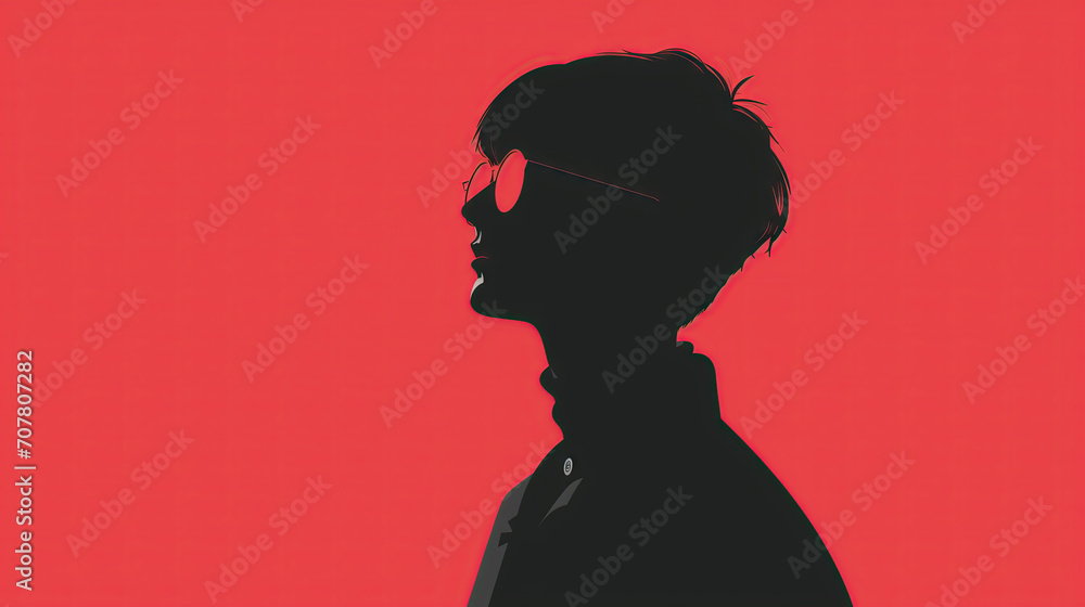 Minimalism illustration of a young guy with a simple background. Minimalistic, modern, stylish