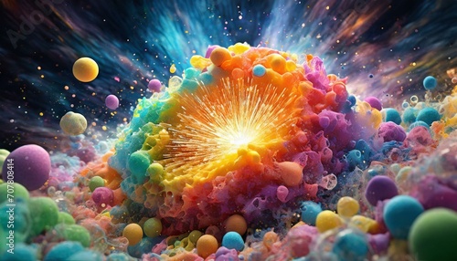 Cosmic Symphony: Big Bang in Colorful Bath Soaps"