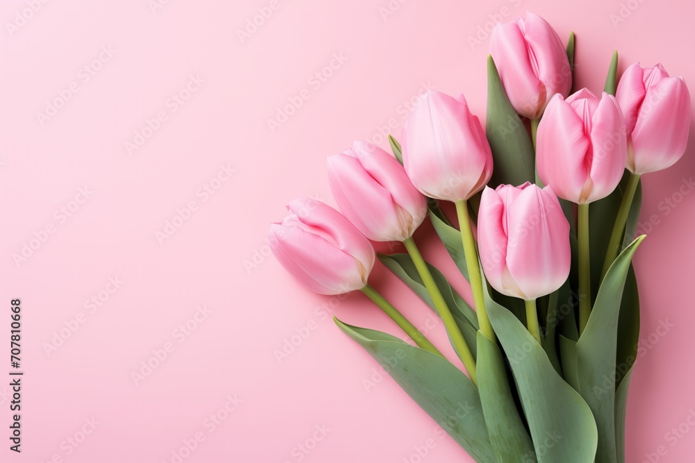 Pink background with tulips Pink background with tulips