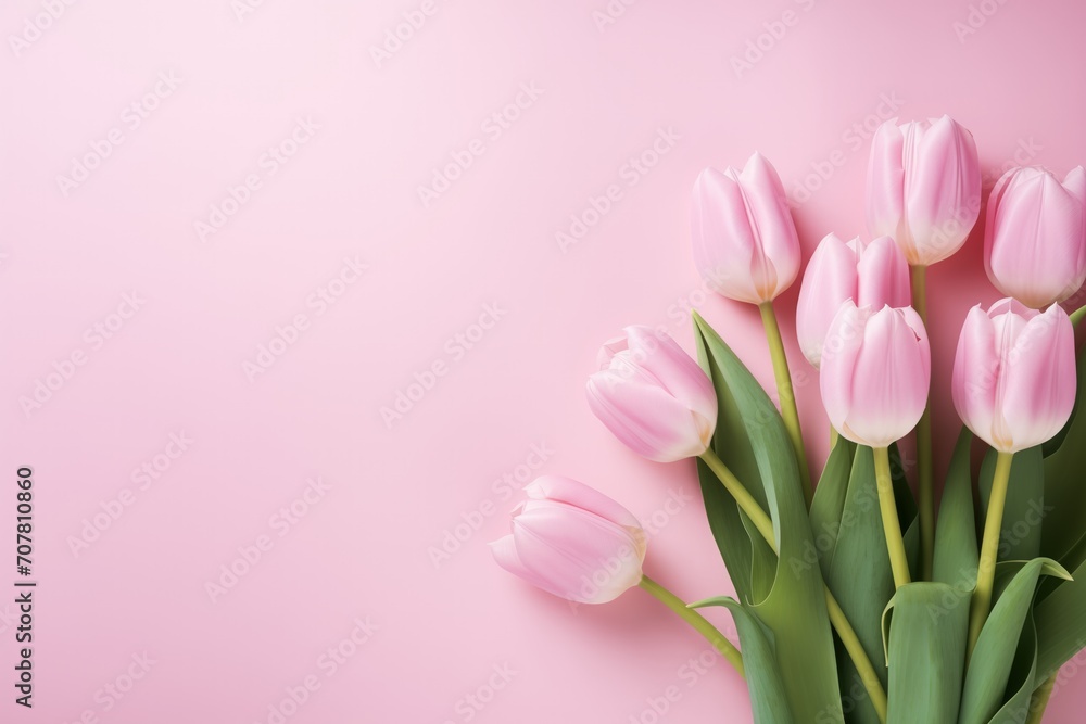 Pink background with tulips Pink background with tulips