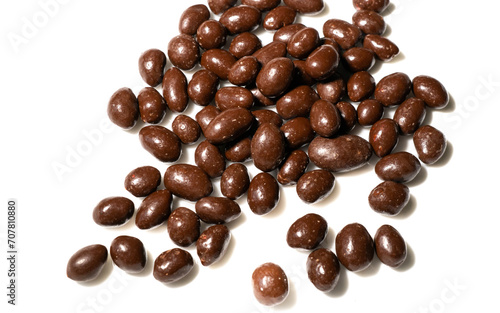 Nuts peanuts in chocolate glaze isolated on a white