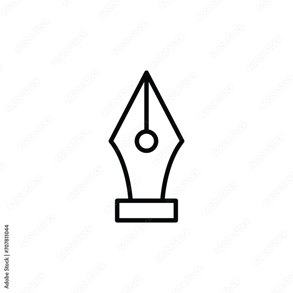 Ink pen icon. Simple outline style. Fountain, calligraphy tool, nib, write, letter, old, classic concept. Thin line symbol. Vector illustration isolated. Ink pen icon. Simple outline style. Fountain, calligraphy tool, nib, write, letter, old, classic concept. Thin line symbol. Vector illustration isolated.