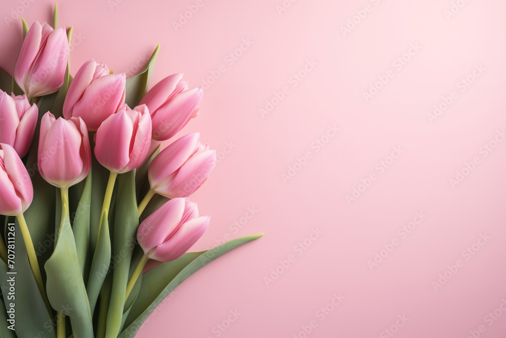 Pink background with tulips Pink background with tulips
