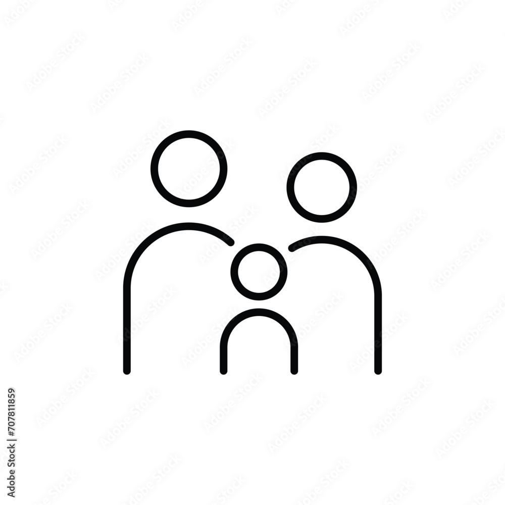 Family icon. Simple outline style. Parents and child, father, mother, kid, couple, together concept. Thin line symbol. Vector illustration isolated. Family icon. Simple outline style. Parents and child, father, mother, kid, couple, together concept. Thin line symbol. Vector illustration isolated.