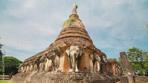 Wat Chang Lom is an ancient site within the city walls. Si Satchanalai Historical Park, Si Satchanalai District, Sukhothai Province, Thailand. Ancient sites, tourist attractions in Sukhothai, Thailand photo