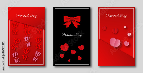 Happy valentines day. Pink hearts on valentines background. Romantic red and pink background. Vector computer graphics, postcards, frame leaflet, web banner