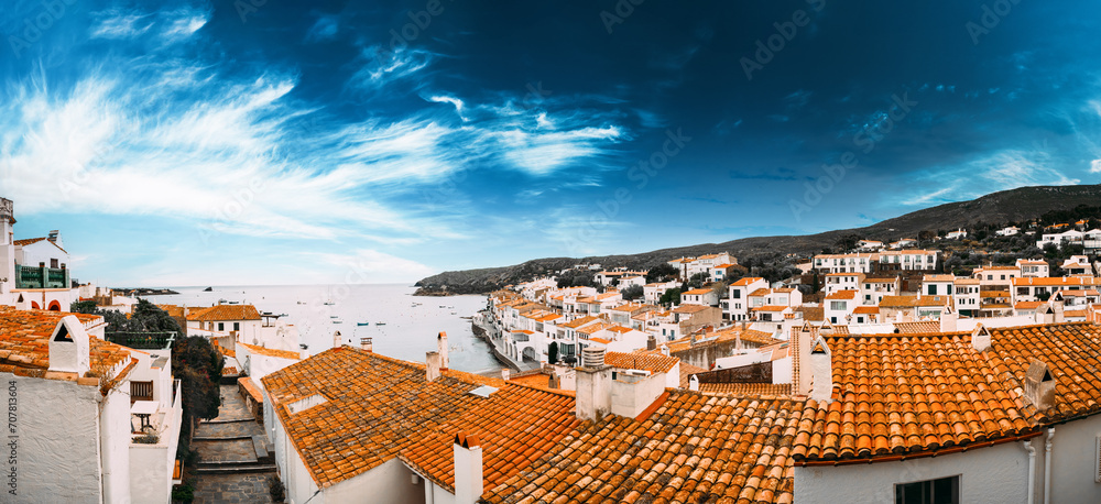 Cadaques, Province Of Girona, Catalonia Spain Panoramic View